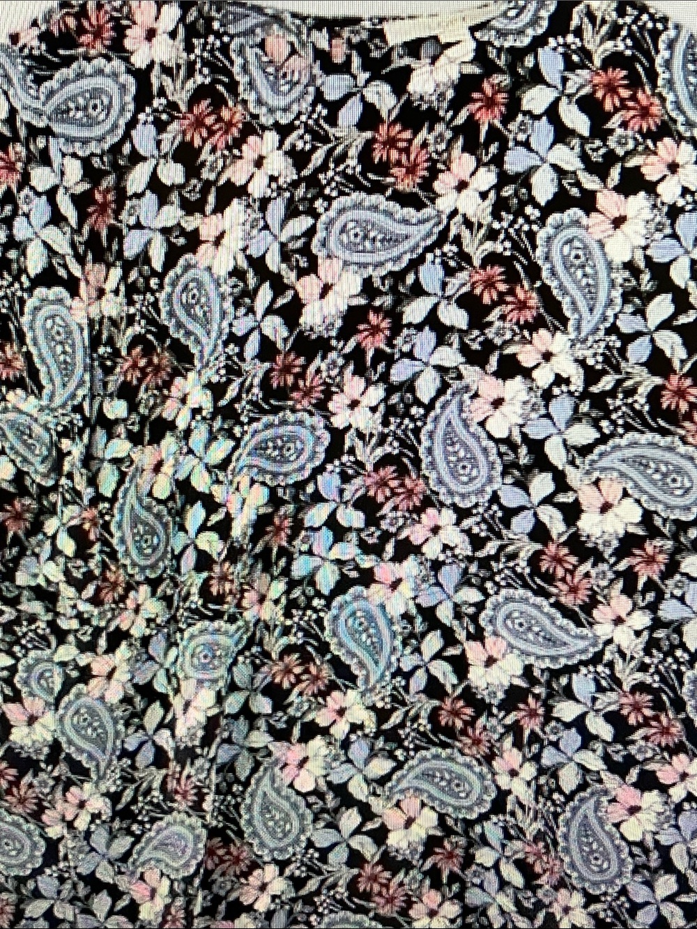 LOFT Black Floral & Paisley Print Blouse